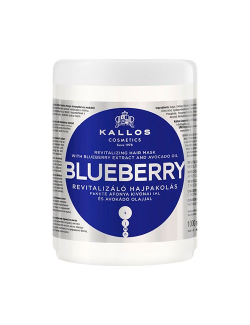 KALLOS Blueberry, Rewitalizująca maska do włosów suchych i zniszczonych 1000ml